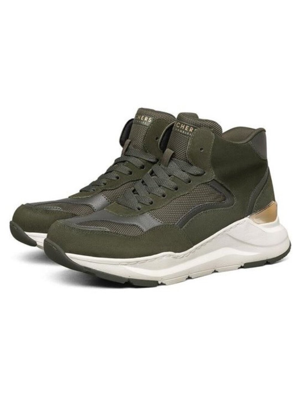 Skechers Women’s Rovina High-Top Sneakers 155250-Olive Green, Sz 8- tongue stain